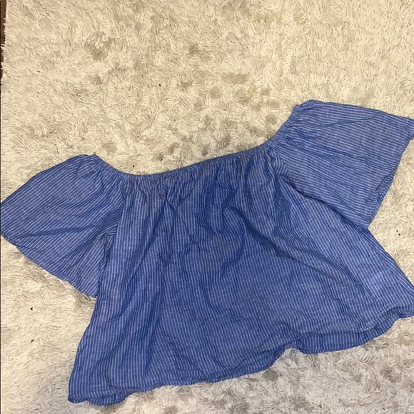 Express blue striped off the shoulder summer top - Picture 2 of 4